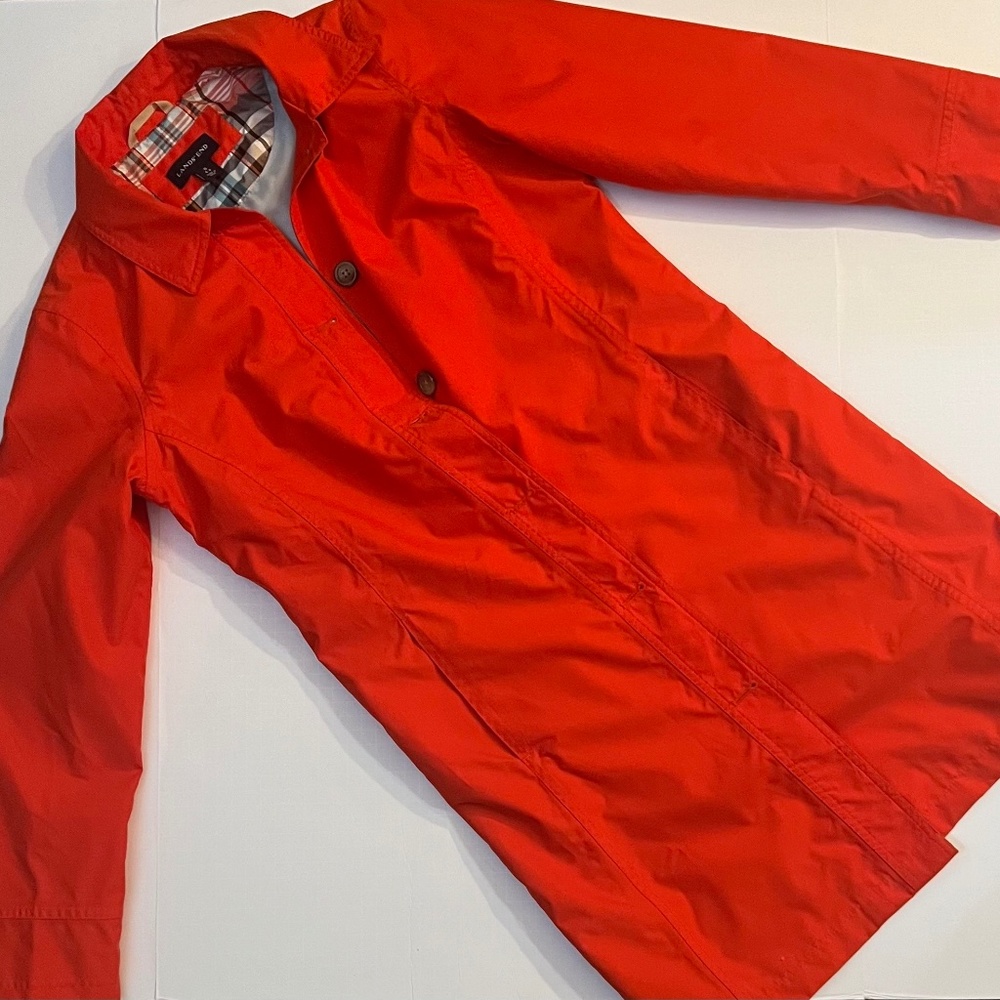 Lands End Red Orange Trench Coat
